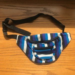 💙 White Black & Blue STRIPED Knit 3-Pocket FANNY PACK 💙